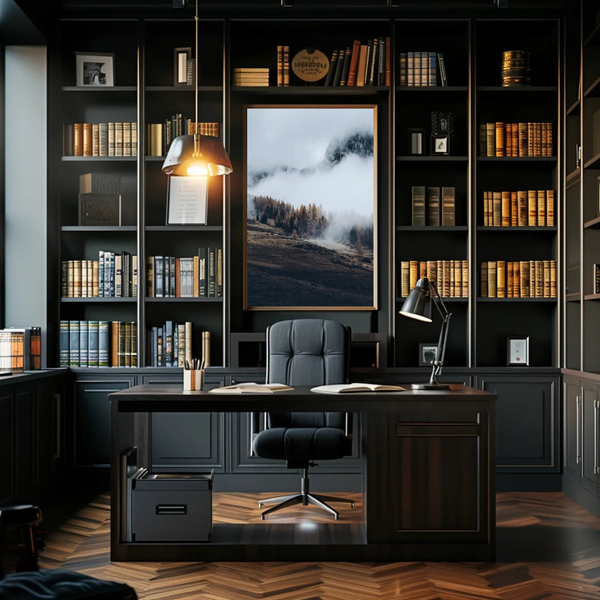 Misty Autumn Mountain Landscape Photorealistic Art Print