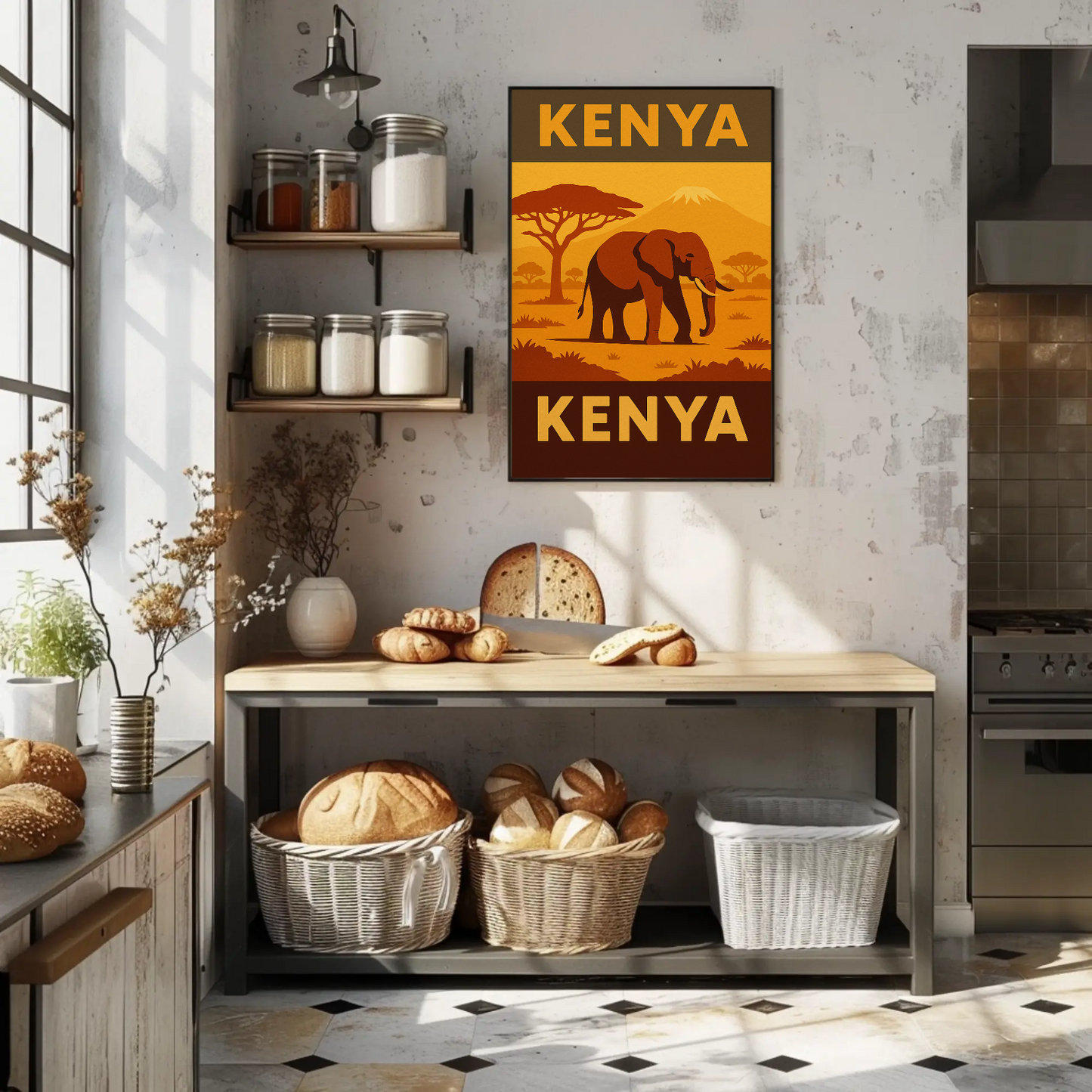 Kenya's Majestic Wildlife Safari Vintage Travel Poster