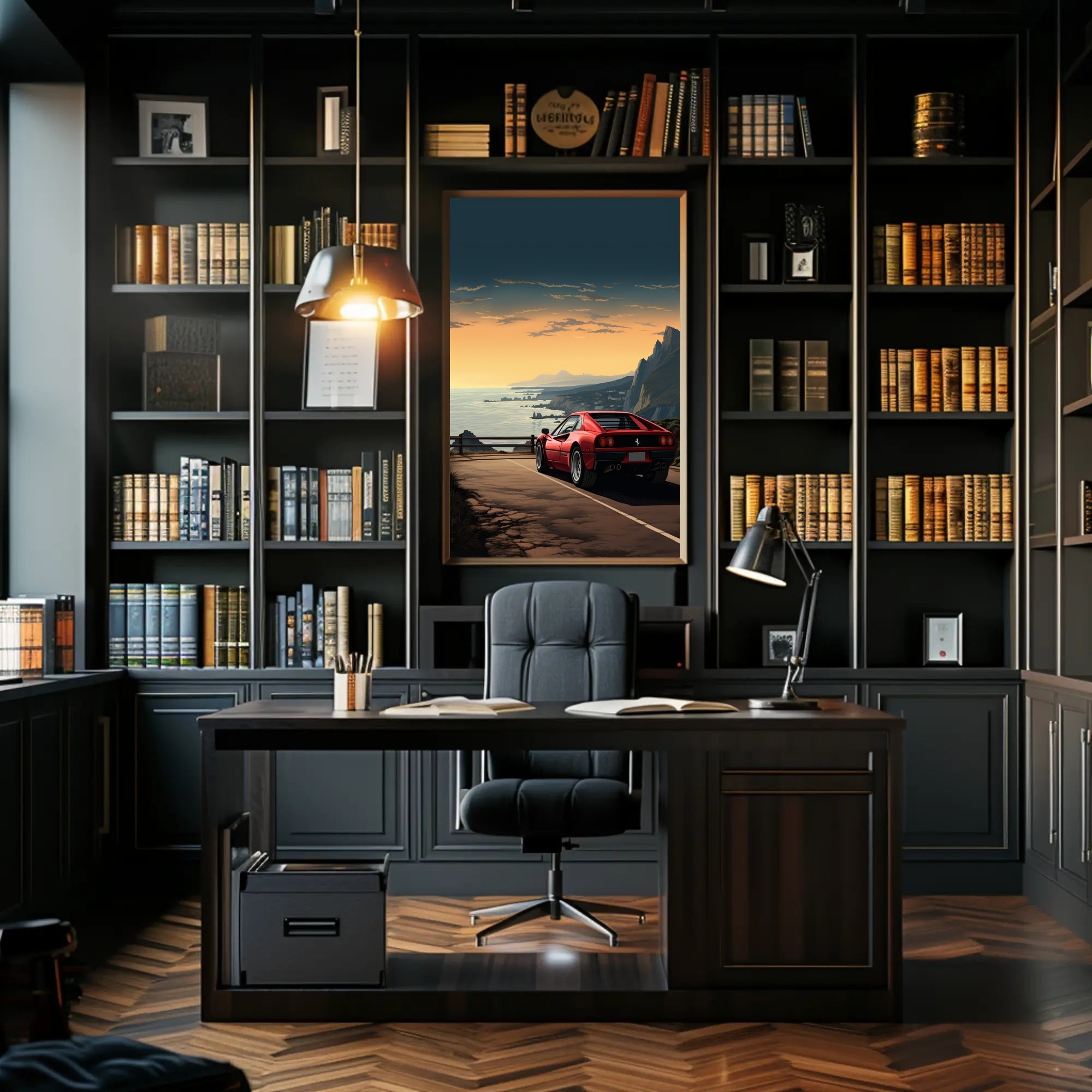 Sunset Drive Along the Coast Poster PosterGoat