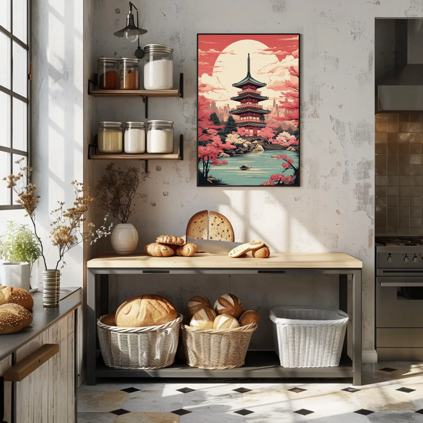 Cherry Blossom Temple Japan Spring Harmony Travel Poster