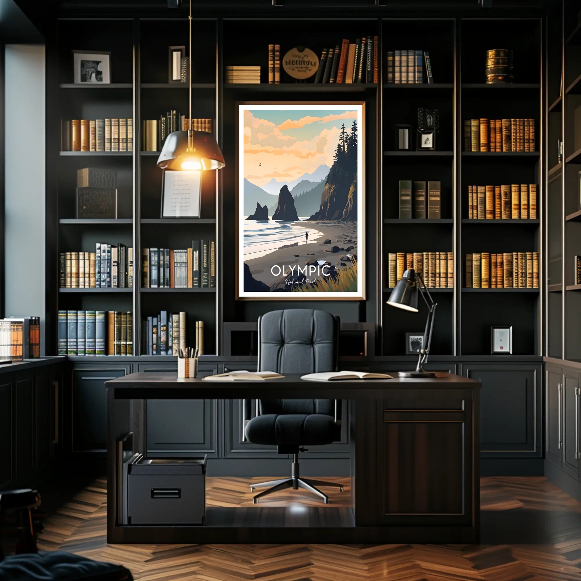 Olympic National Park Poster Vintage Travel Wall Art