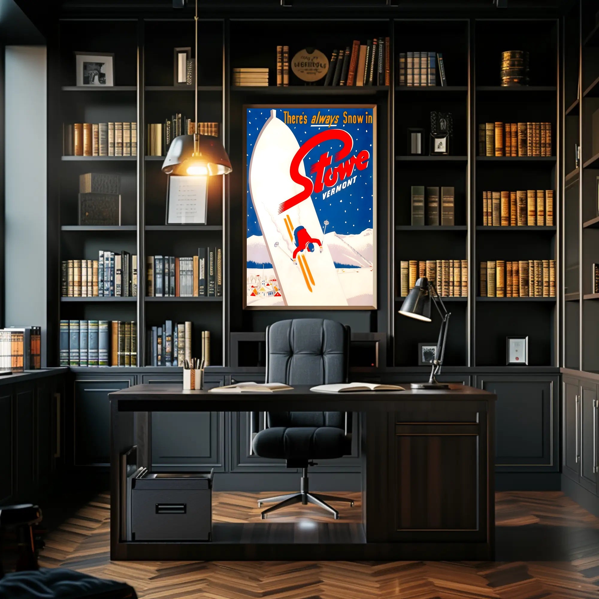 Ski Adventure in Stowe Vermont Travel Poster PosterGoat