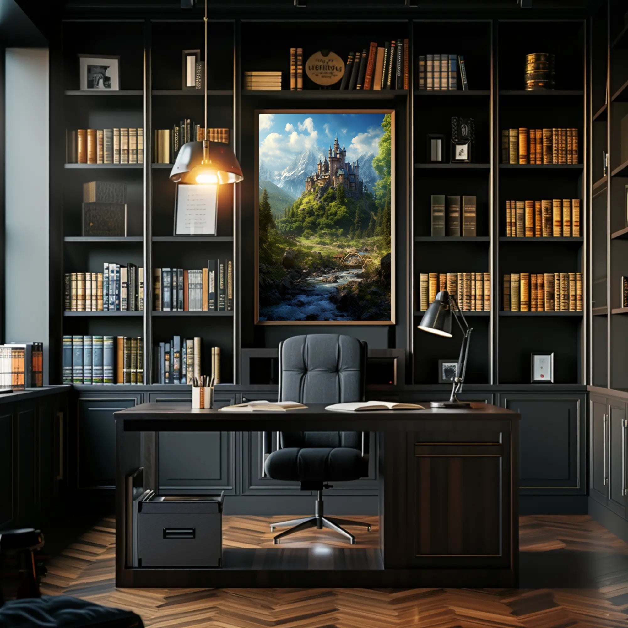 Enchanted Castle In The Mountains Poster PosterGoat