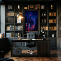 New York City Neon Cityscape Poster Modern Wall Art
