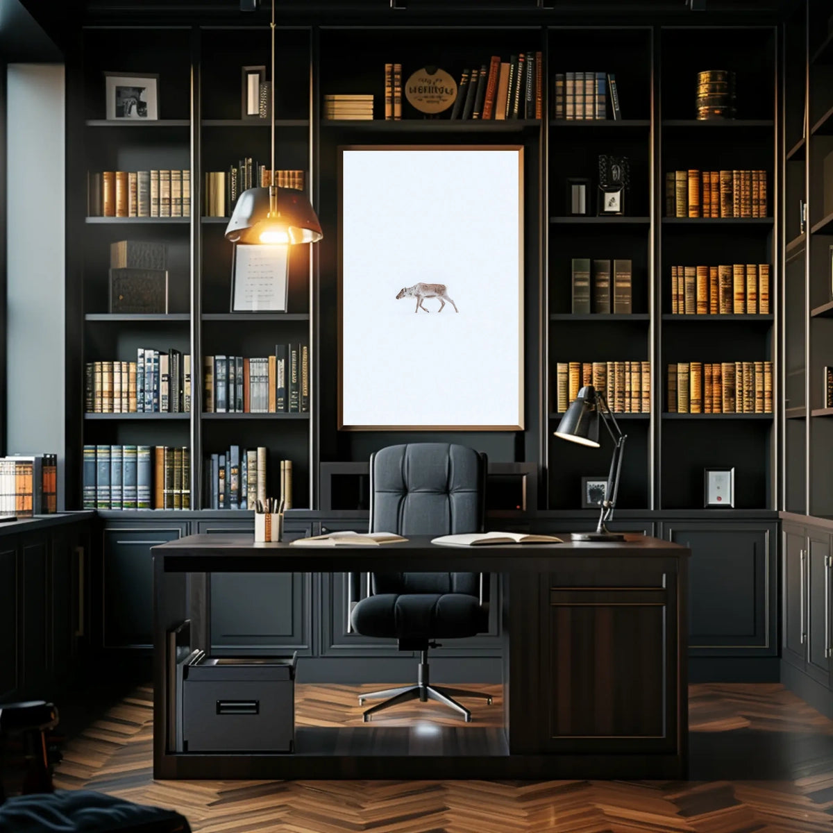 Solitary Reindeer In Snow Poster