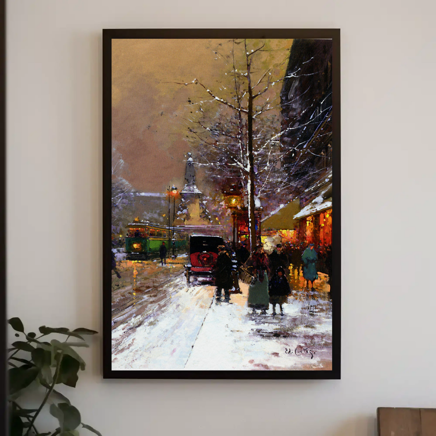 Paris Winter Street Scene – Snowy Evening