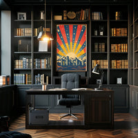 City Skyline Retro Poster: Hopeful Urban Sunrise