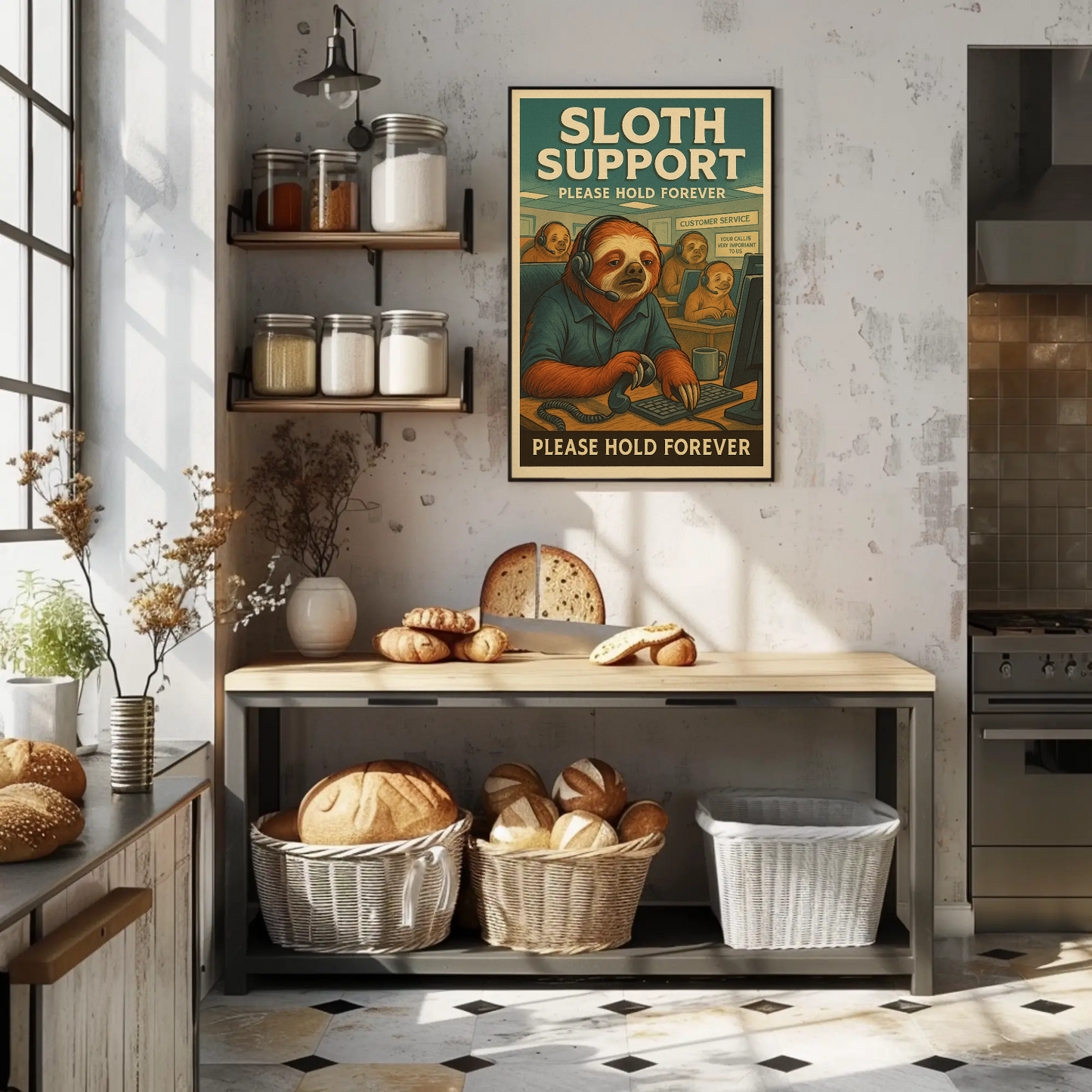 Sloth Support Hold Forever Parody Poster