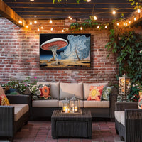 Surreal Landscape with Skeletal Wanderer Fantasy Poster