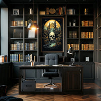Dramatic Wilderness Skull Scene Art Print - Abstract, Artistic, or Pop Culture Poster