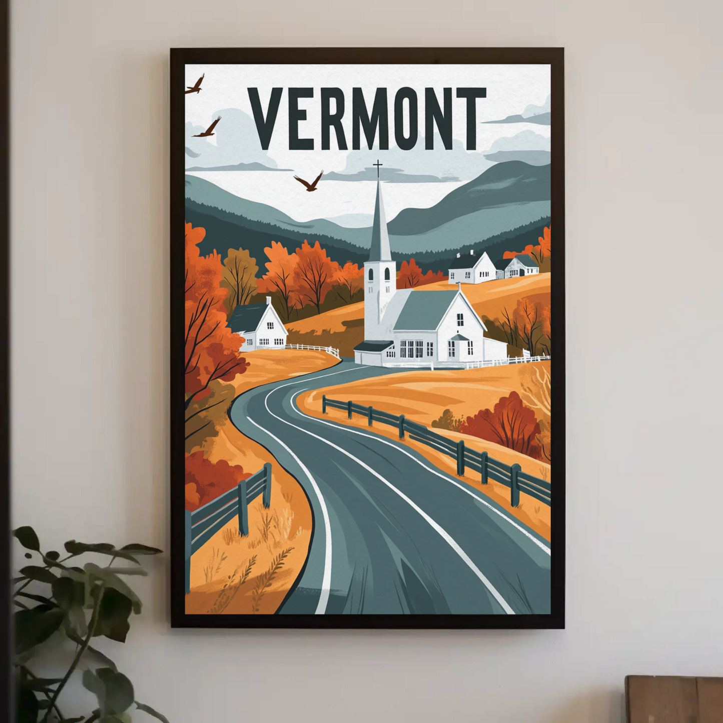 Vermont Vintage Poster - Fall Countryside