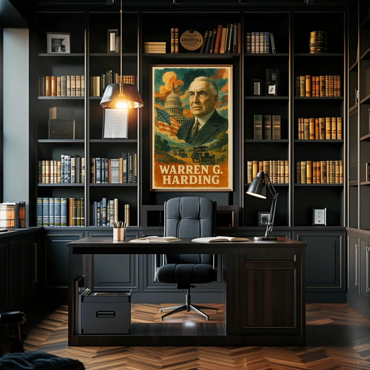 Warren G. Harding 29th President of the United States Layered Digital Collage Poster