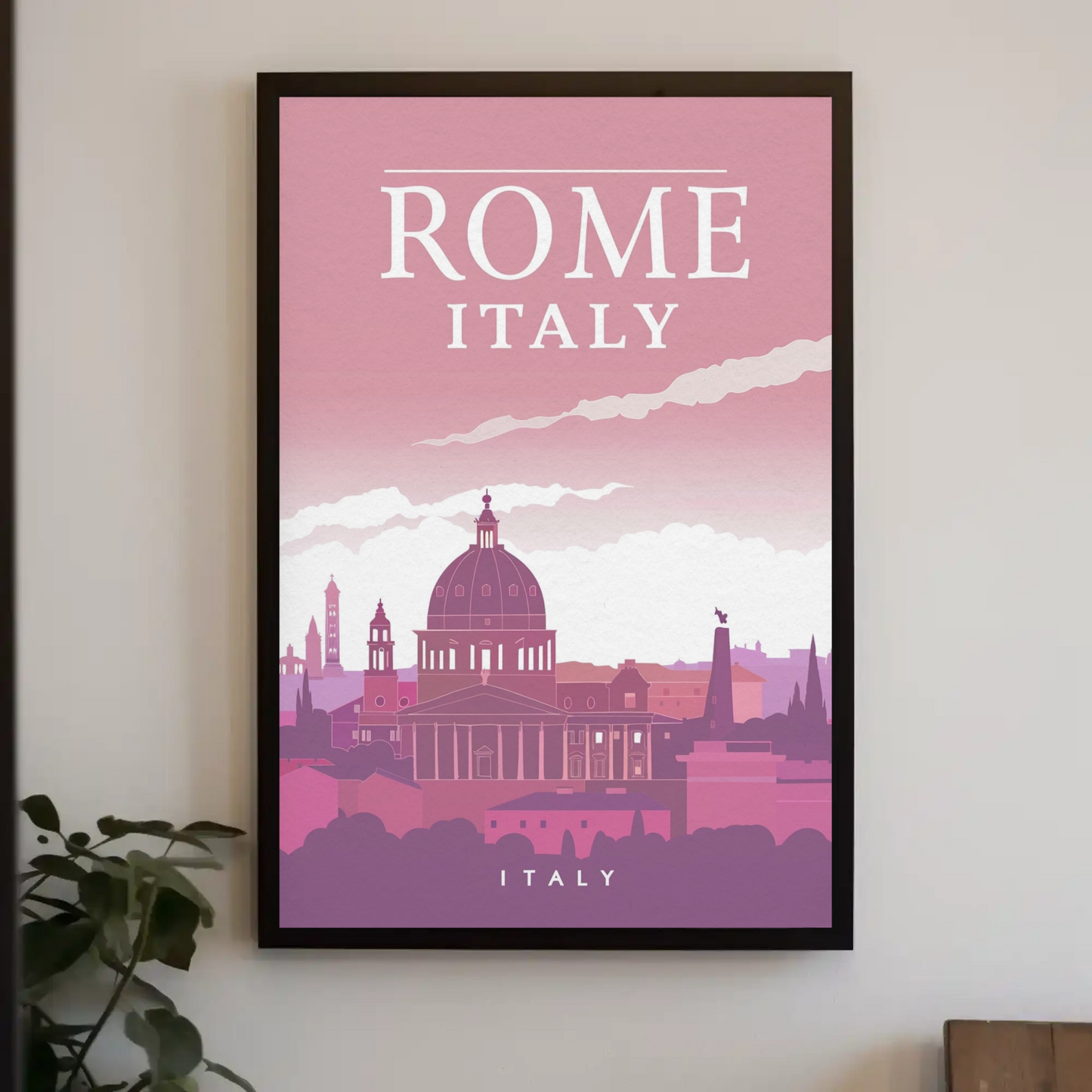 Rome: Cityscape in Pink Hues