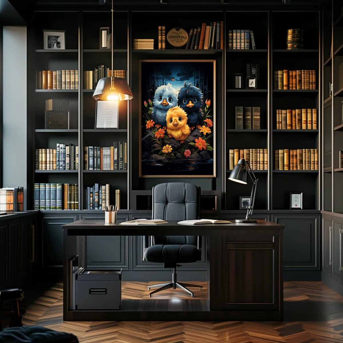 Enchanting Chicks in Mystical Forest Art Poster