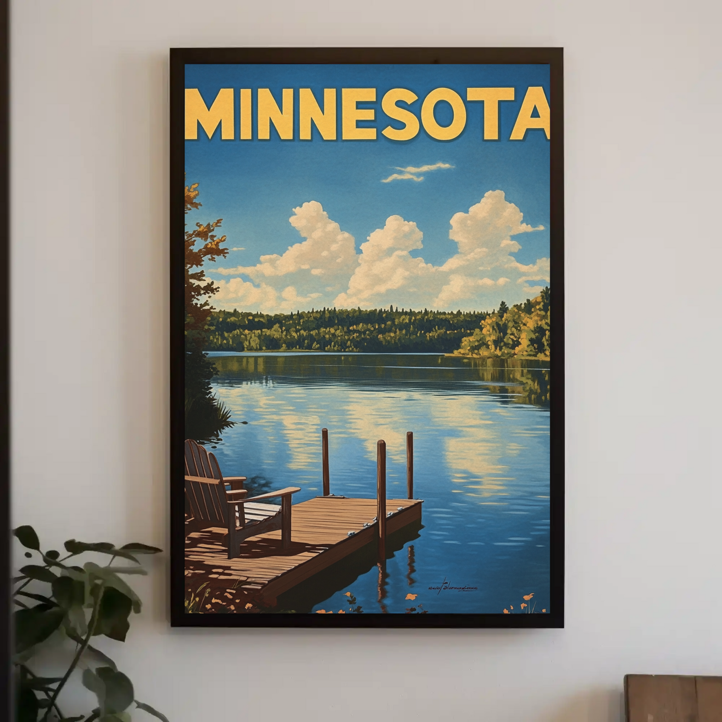 Minnesota Vintage Poster - Lakeside Dock View