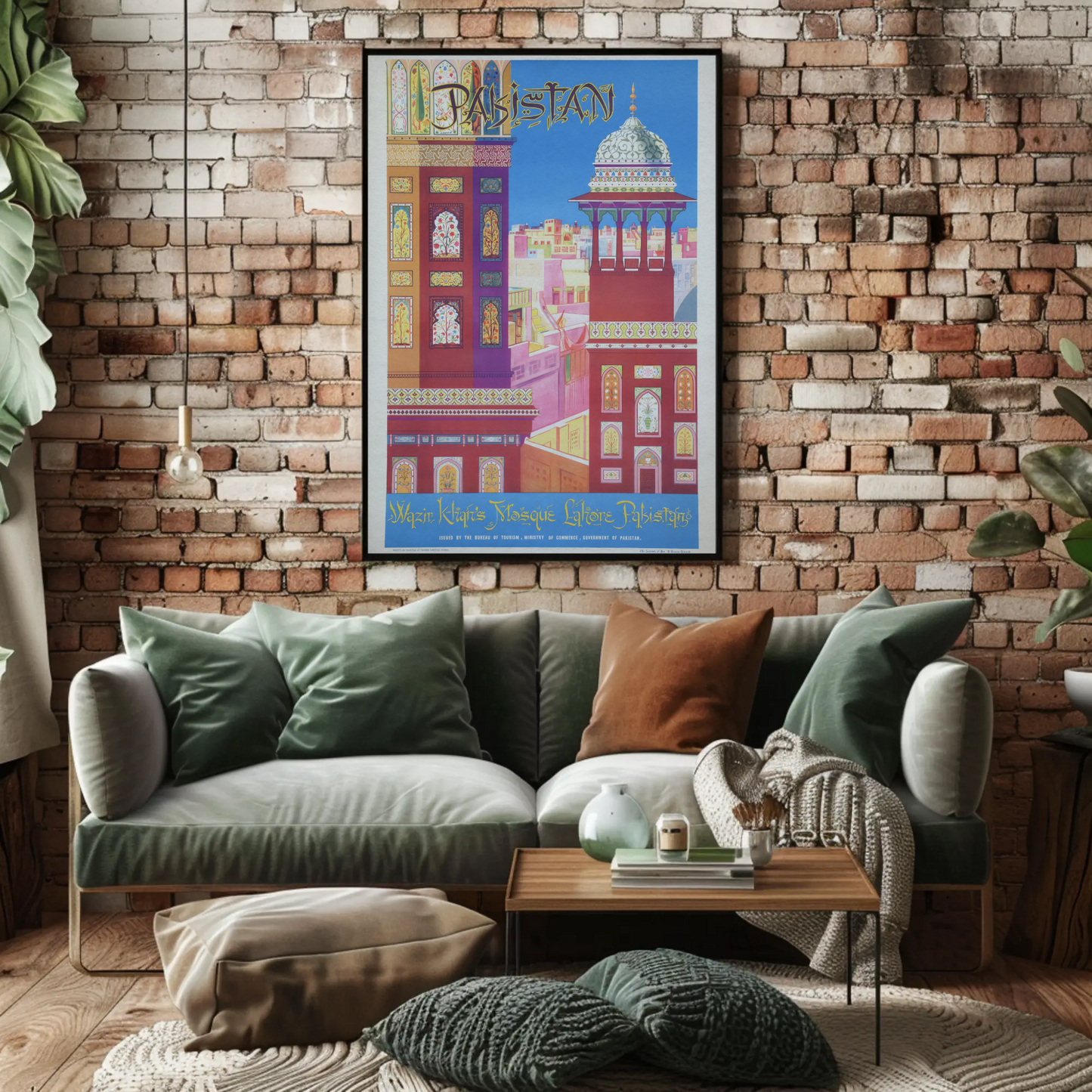 Pakistan Wazir Khan Mosque Vintage Poster