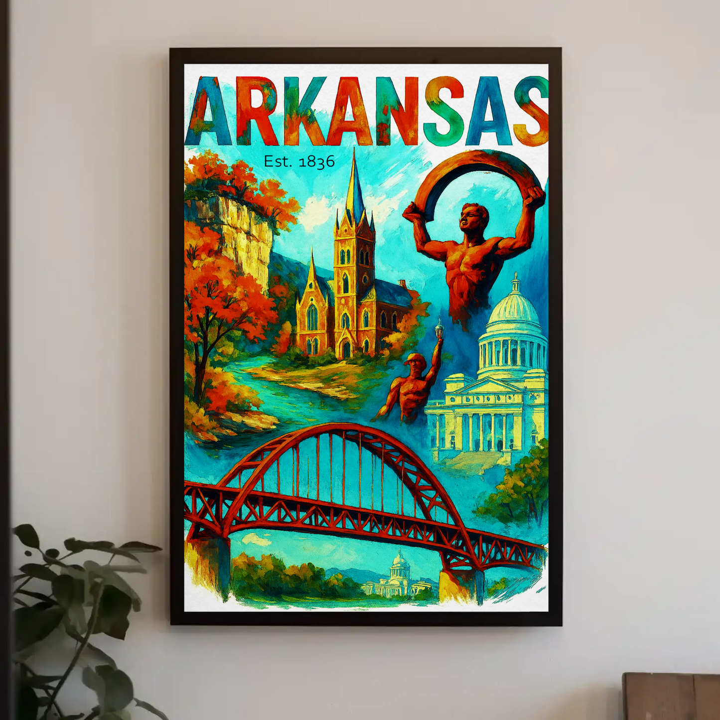 Arkansas Wall Art Vintage Travel Poster