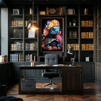 Floral Majesty Turtle Crown Whimsical Digital Lovers Poster