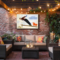 Soviet Ski Jumper Vintage Sports Illustrative Propaganda Poster