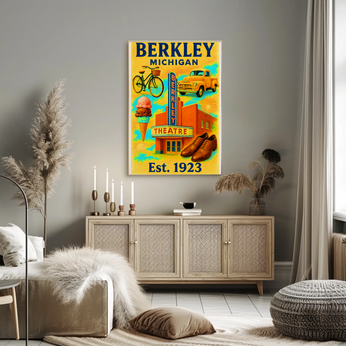 Berkley Michigan Wall Art Vintage Travel Poster