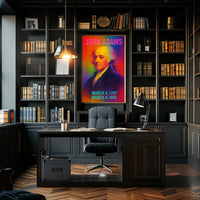 John Adams 2nd President of the United States Neon Gradient Overlay Poster