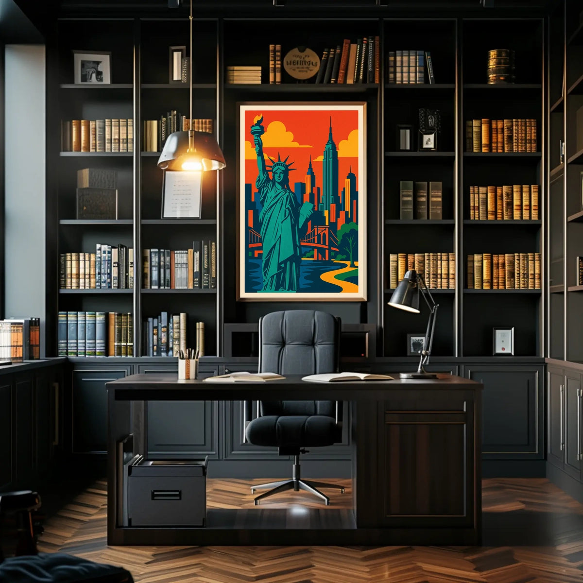 New York City Skyline Poster Modern Travel Wall Art