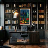 New York City Liberty Skyline Poster Abstract Wall Art