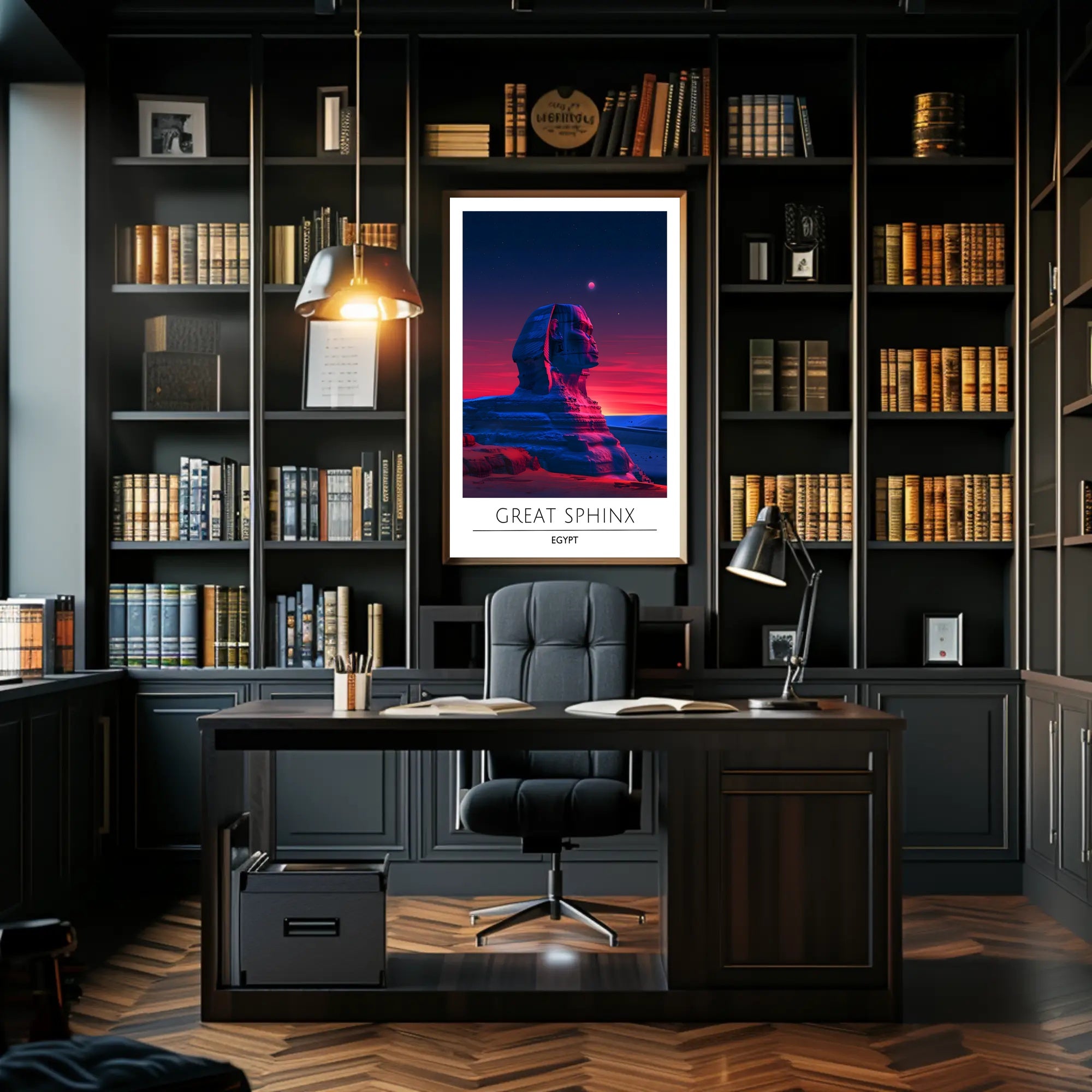 Great Sphinx Poster Under Surreal Night Sky - Fantasy Poster