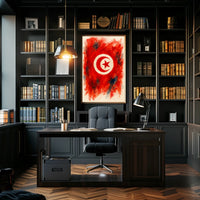 Radiant Abstract Tunisian Flag Interpretation Evoking Wanderlust Home Decor Art Poster