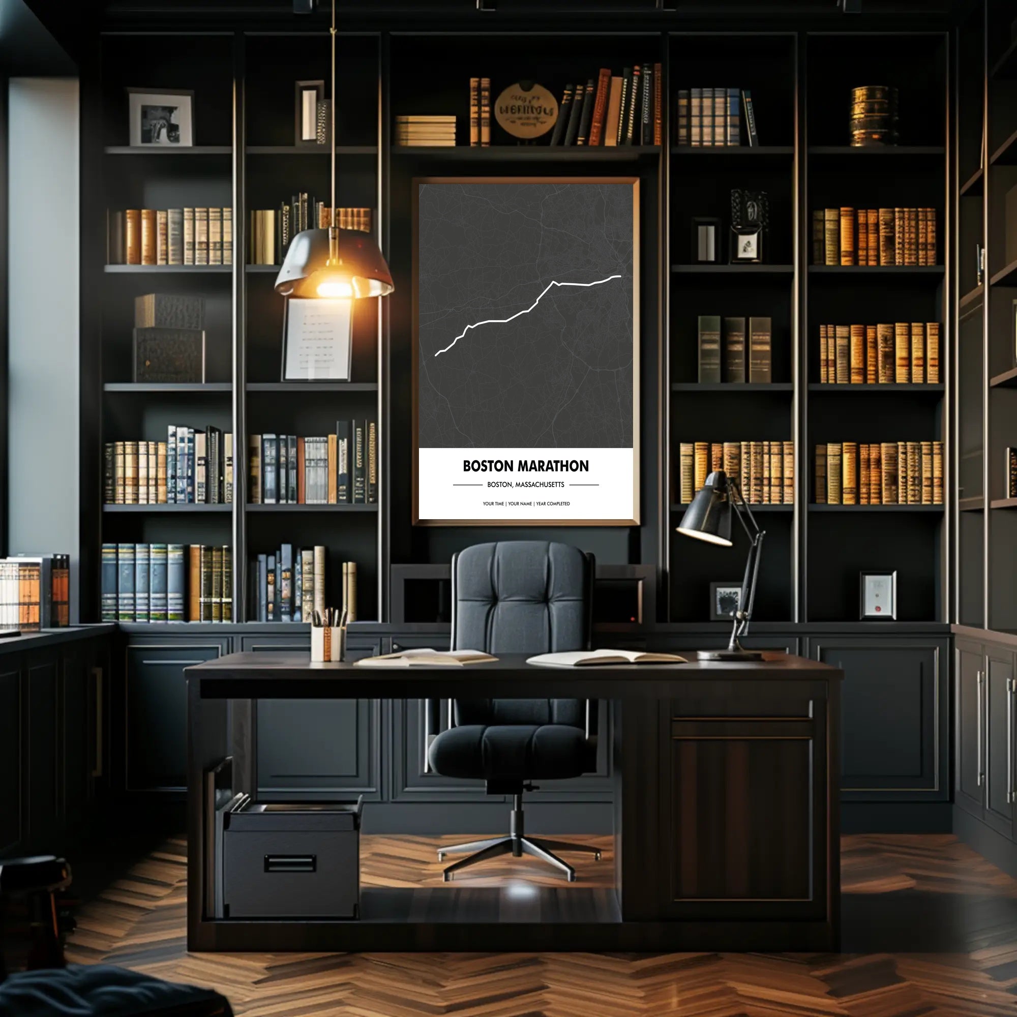 Boston Marathon Route Modern Minimalist Sports Poster