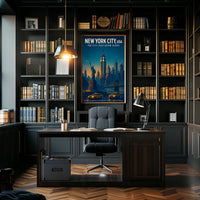 New York City Energy Urban Skyline Poster Vintage Wall Art