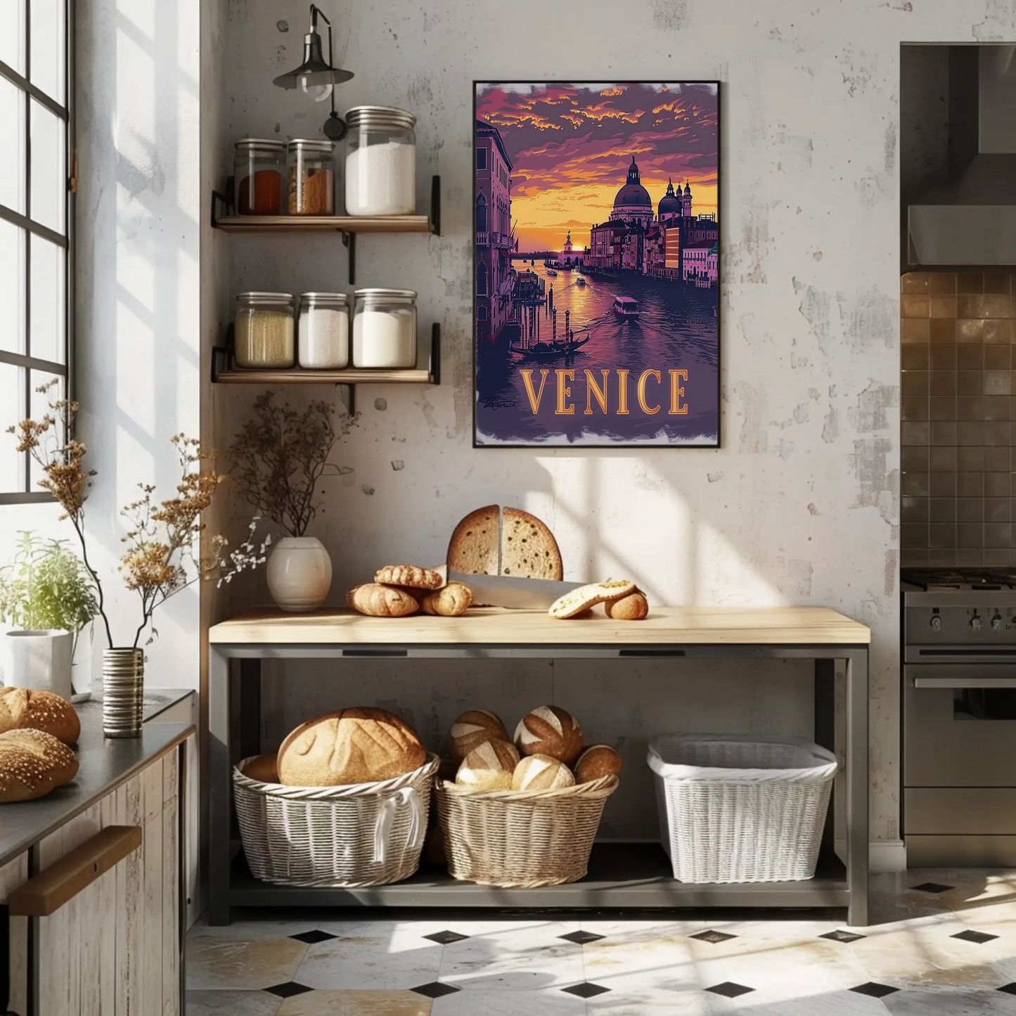 Venice Italy Grand Canal Sunset Travel Poster