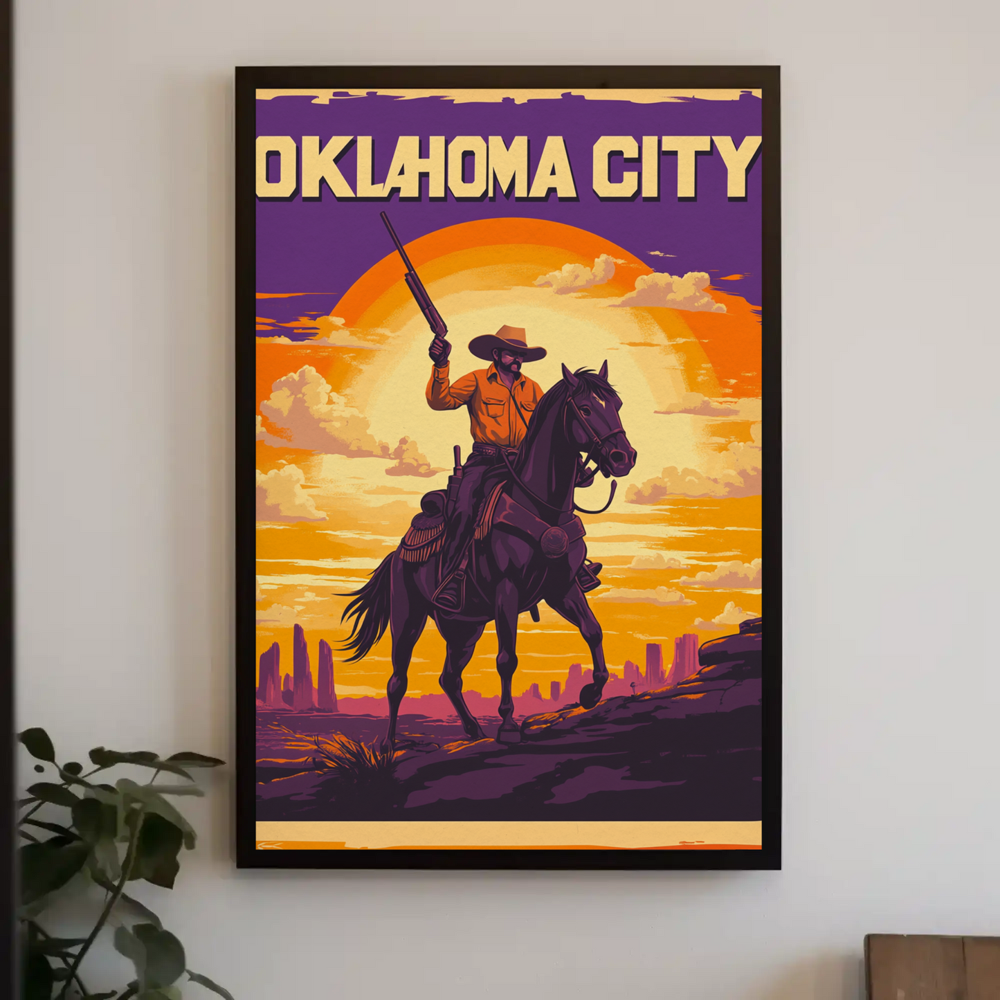 Oklahoma City Cowboy Vintage Poster