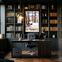 Vintage Alpine Travel Poster: St. Moritz Winter Wonderland PosterGoat