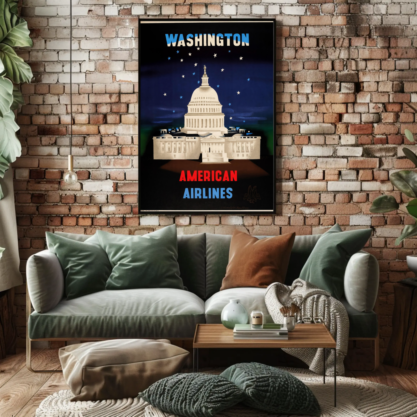 Washington White House Airline Vintage Travel Poster