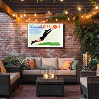 Dynamic Soviet Goalkeeper Action in Vintage Sports Poster