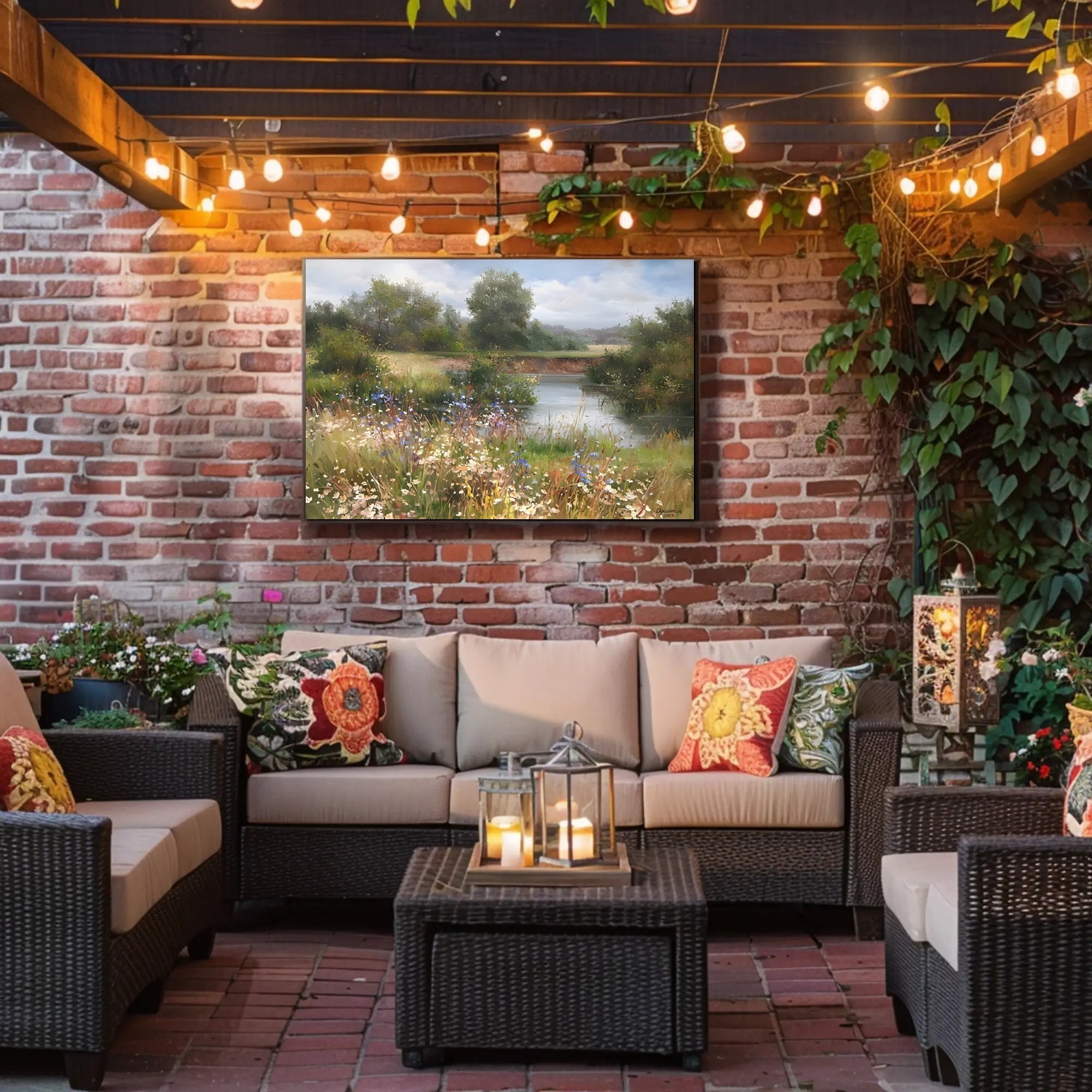 Tranquil Riverside Landscape Poster