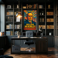 William McKinley 25th President of the United States Colorful Comic Book Style Poster