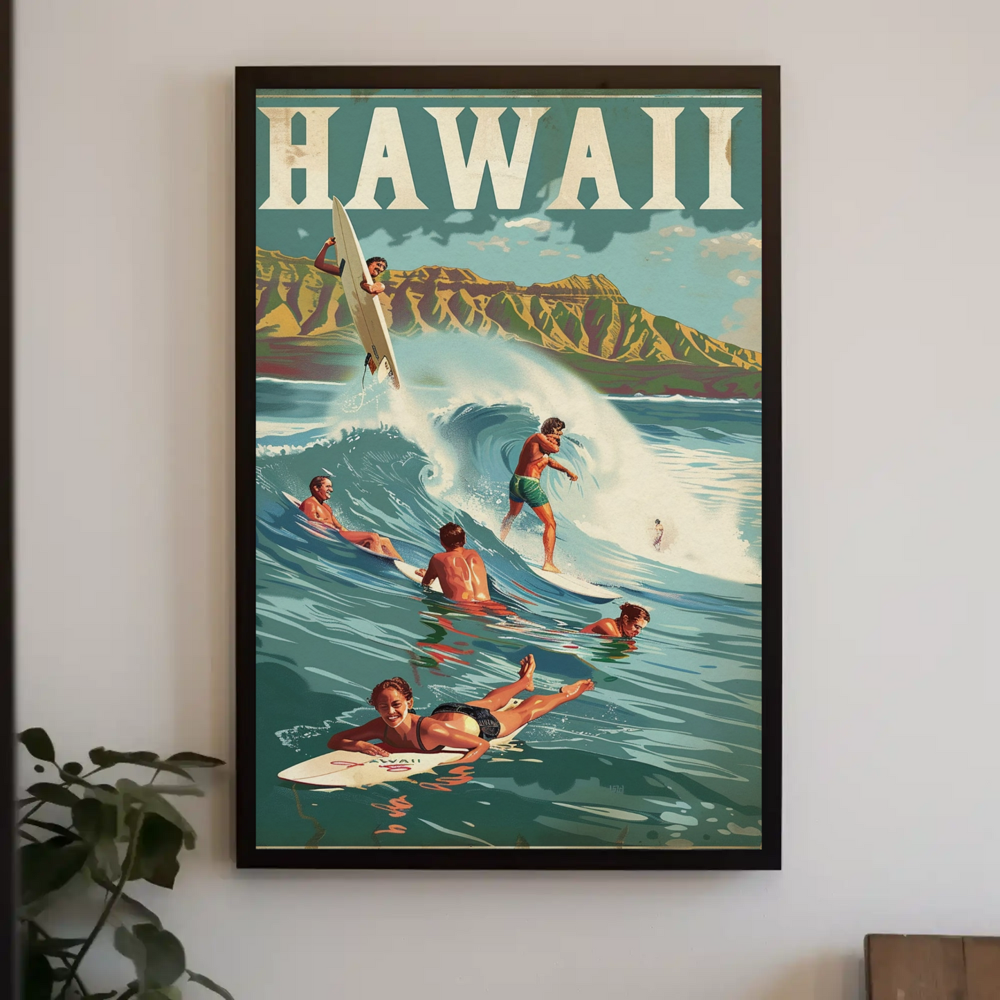 Vintage Poster Hawaii Surfing