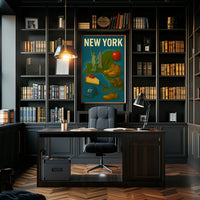 New York Nostalgia Cityscape Poster Vintage Wall Art