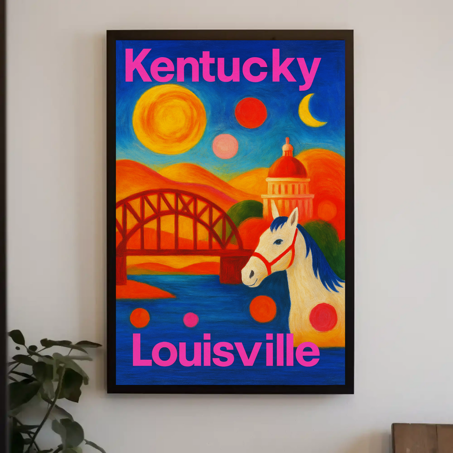 Louisville Kentucky Skyline Retro Vintage Travel Poster