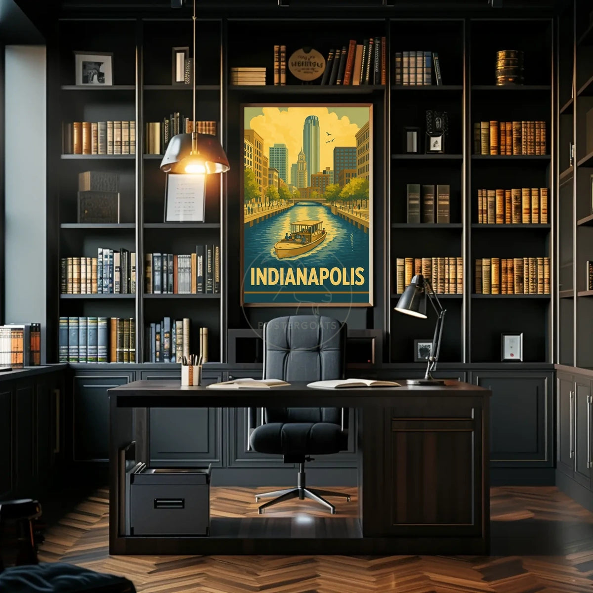 Indianapolis Skyline Vintage Travel Art Poster