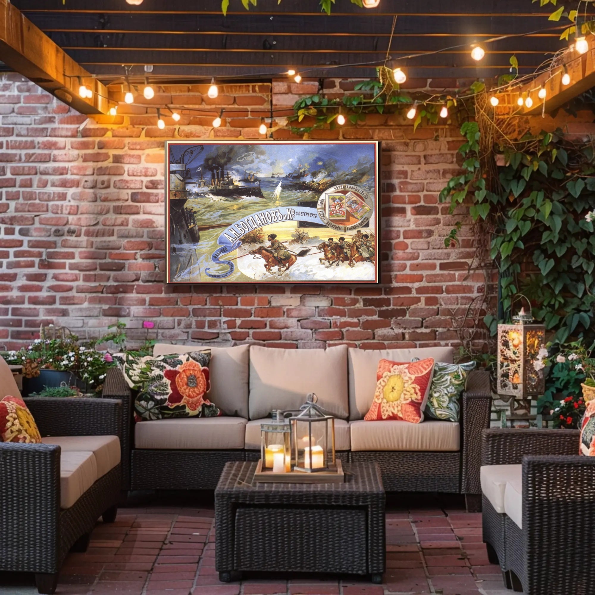 Naval Battle and Horsemen Poster