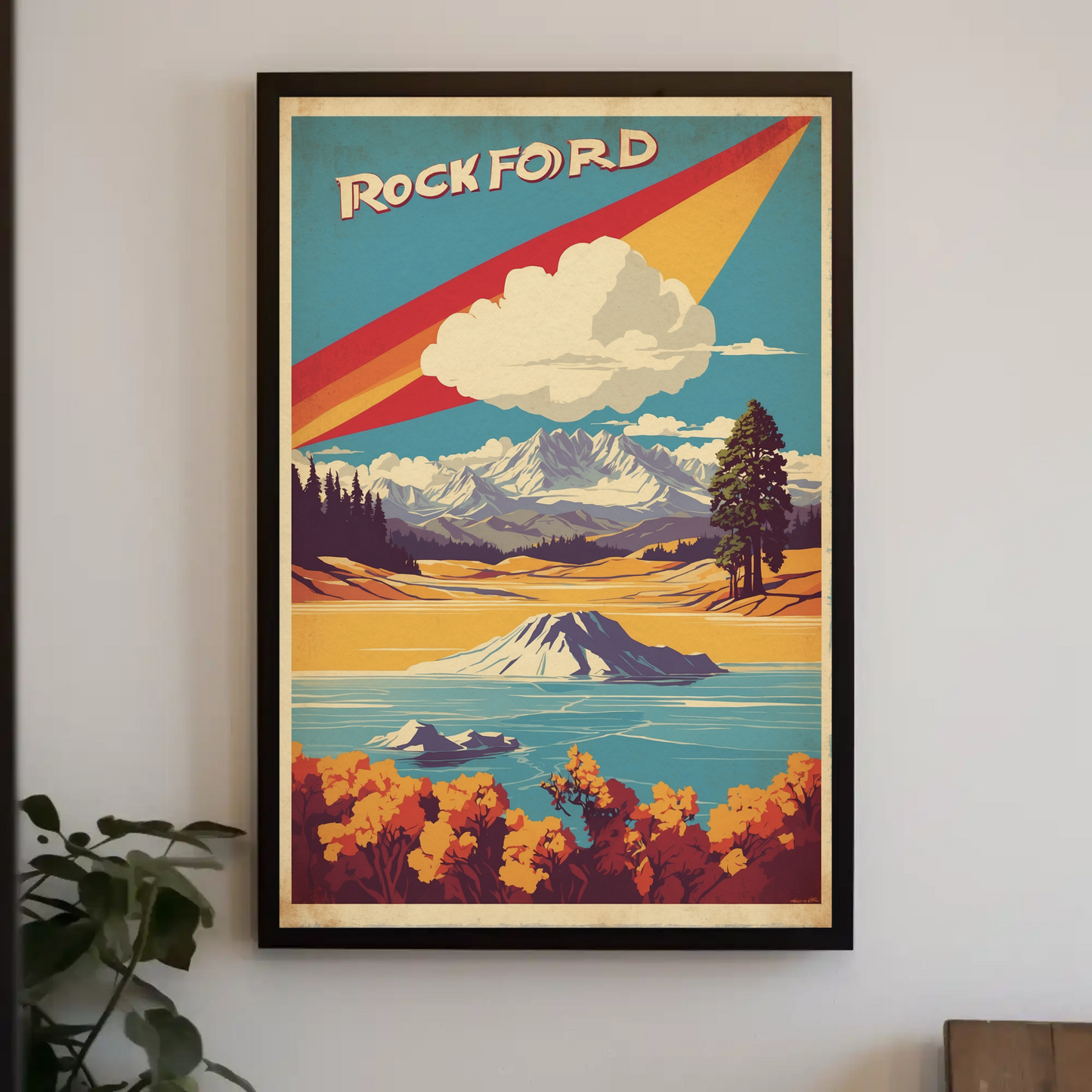 Rockford Illinois Vintage Travel Poster Artwork