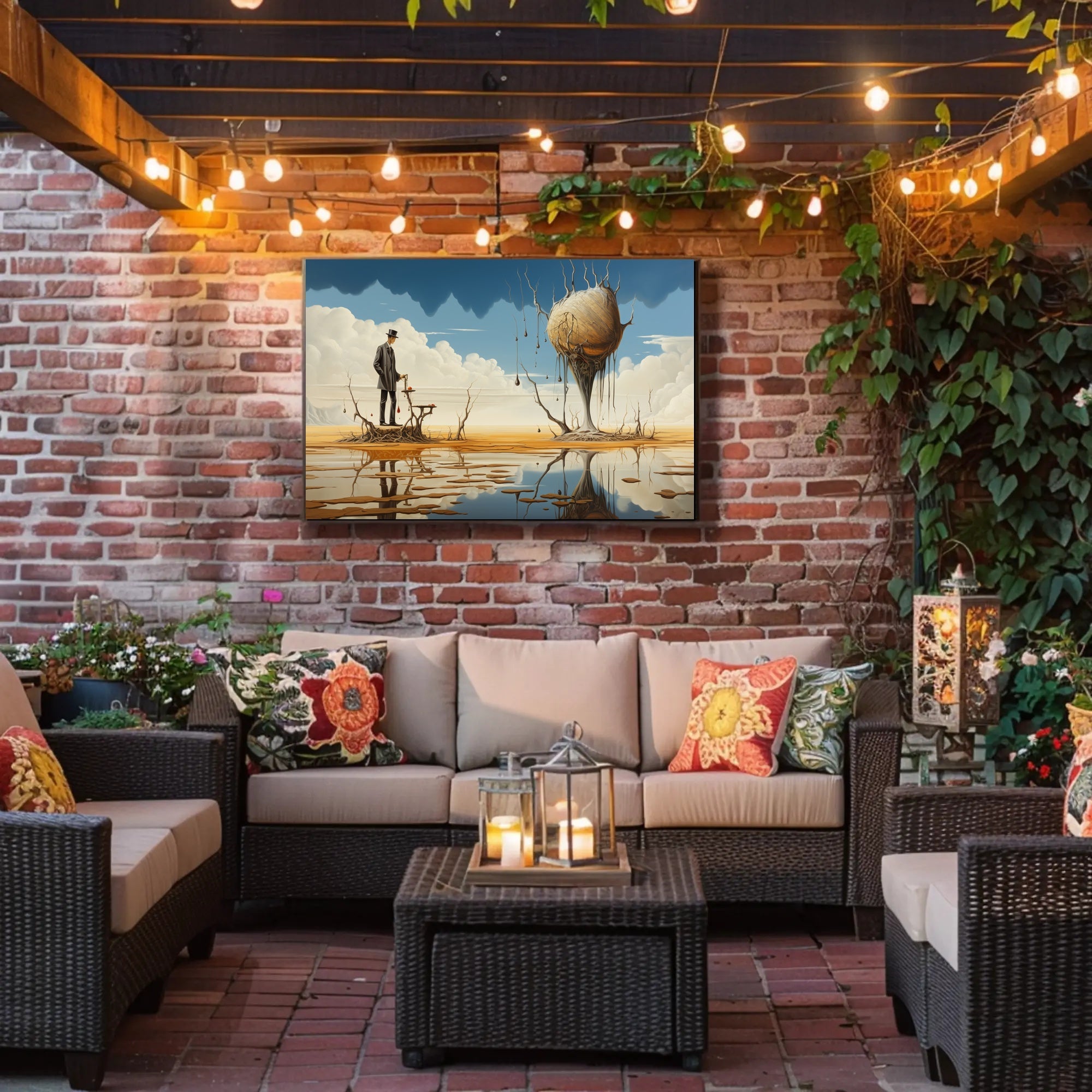 Surreal Dreamscape with Mysterious Island Artistic Poster