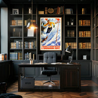 Dynamic Skier Propaganda: Vintage Soviet Sports Poster