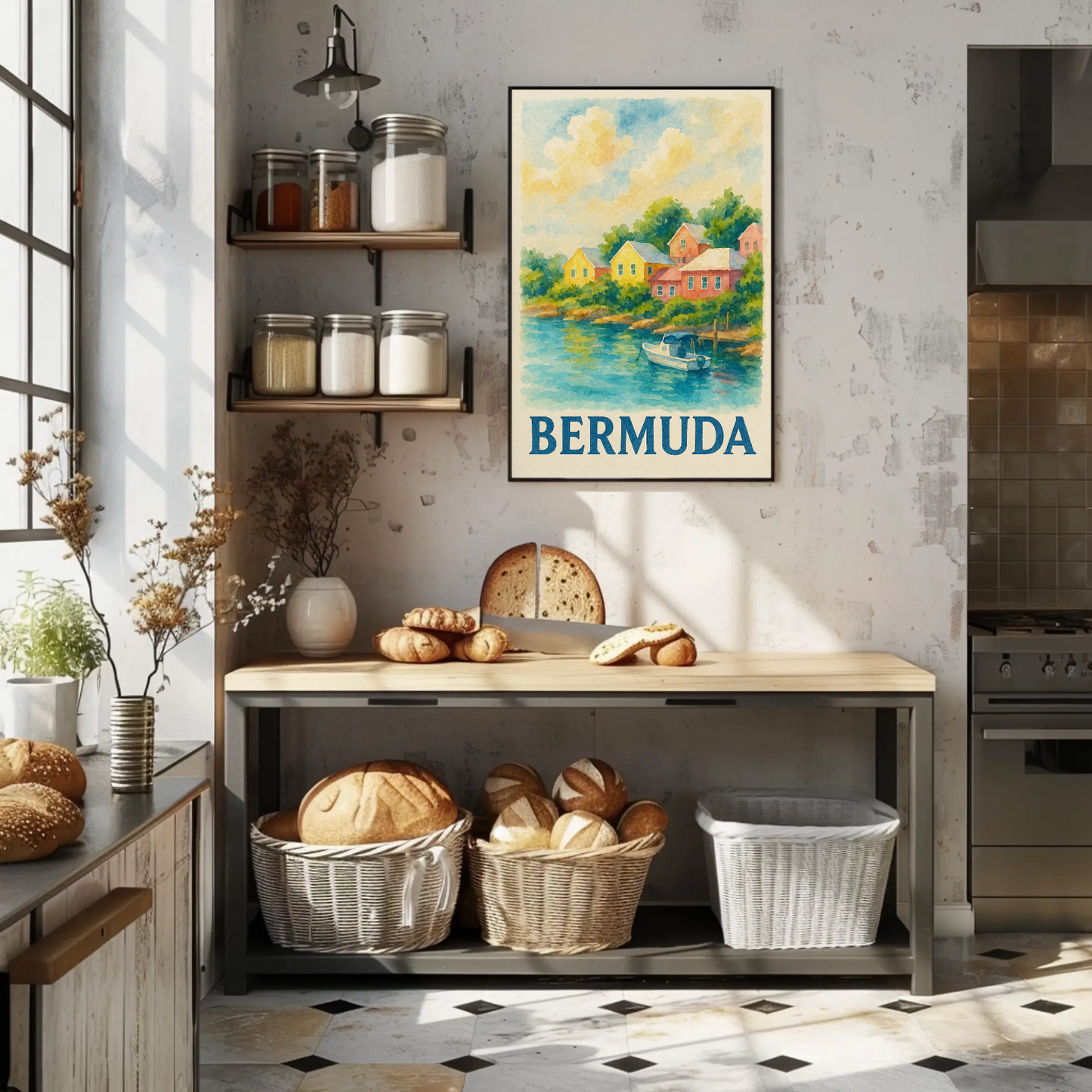 Bermuda Coastal Village Travel Poster