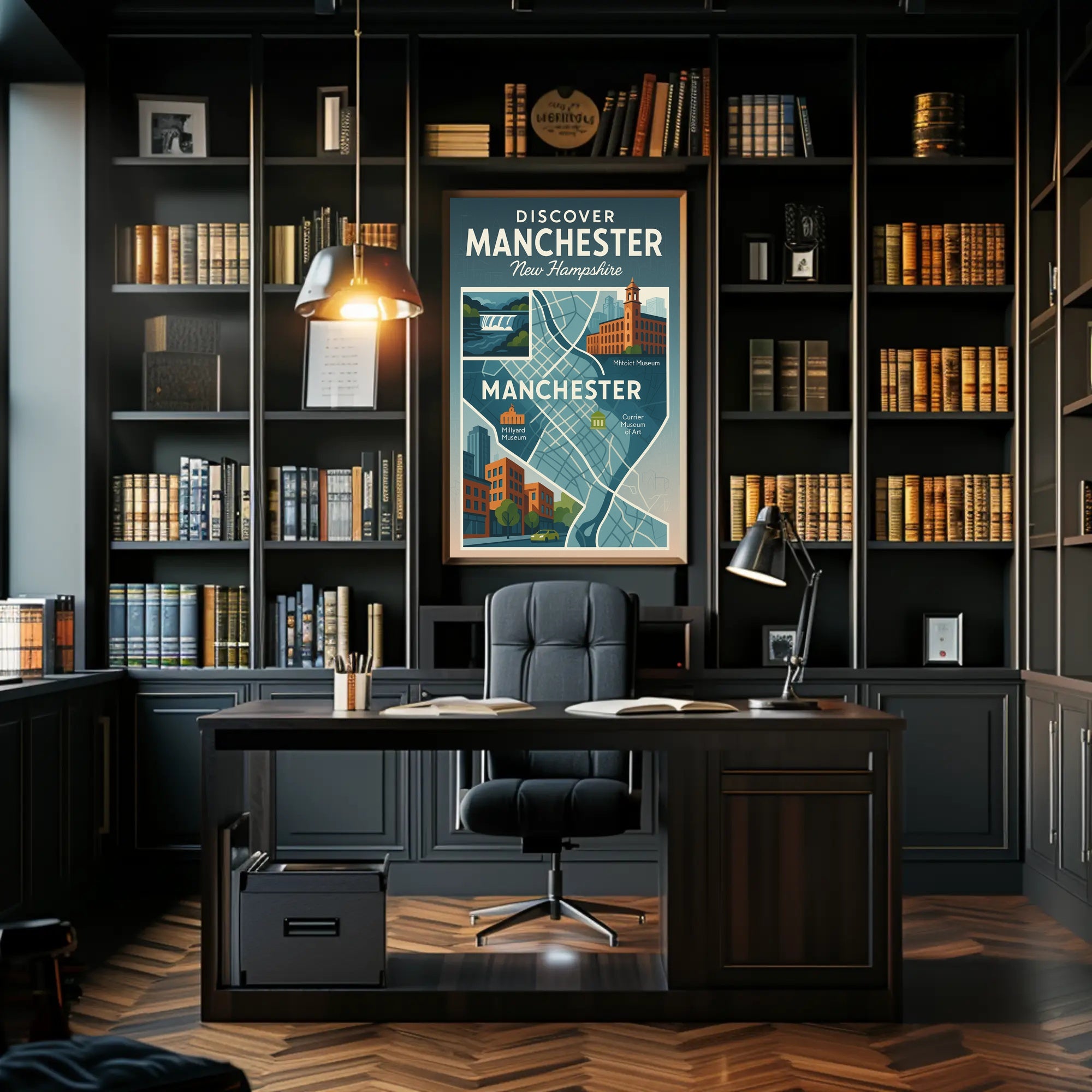 Discover Manchester, New Hampshire Poster PosterGoat