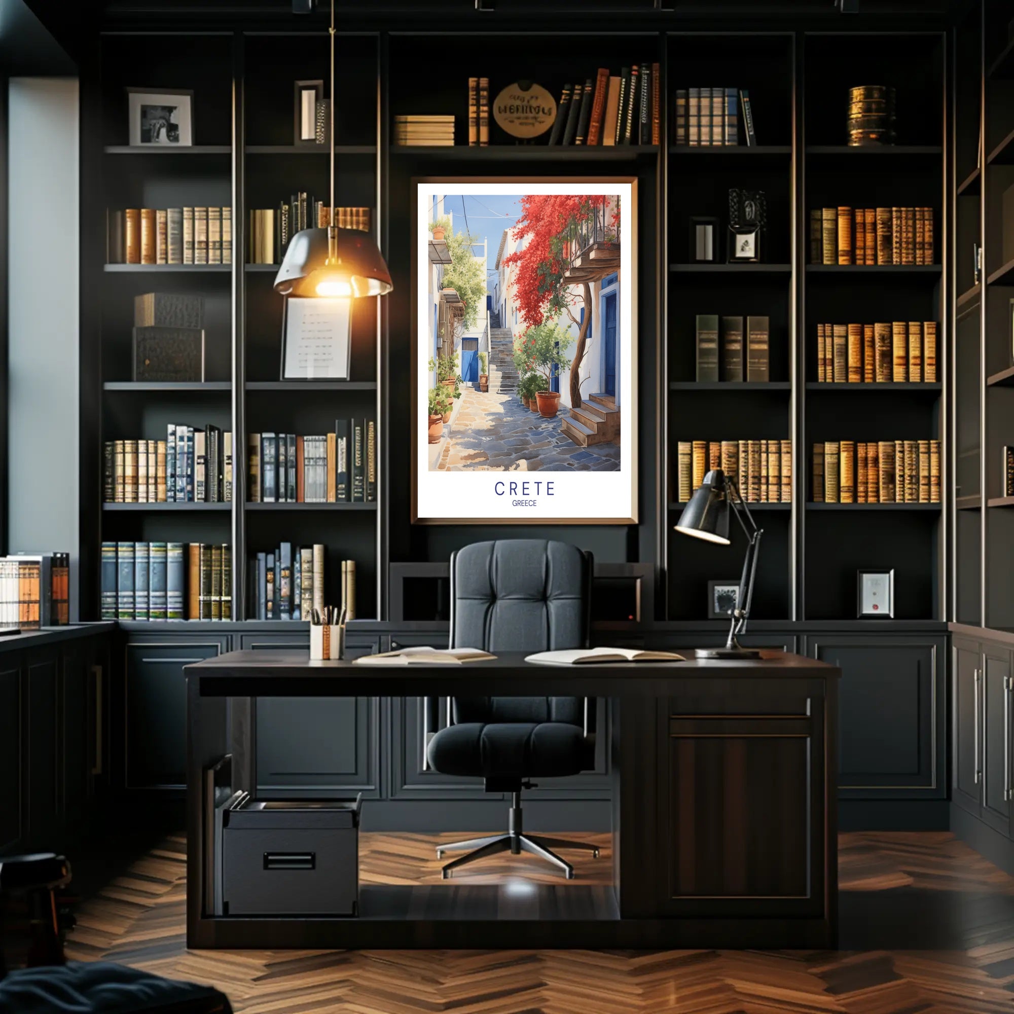 Crete Street Scene: Idyllic and Inviting Travel Poster PosterGoat