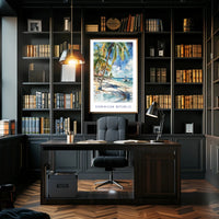 Tropical Beach Paradise in Watercolor Travel Poster PosterGoat